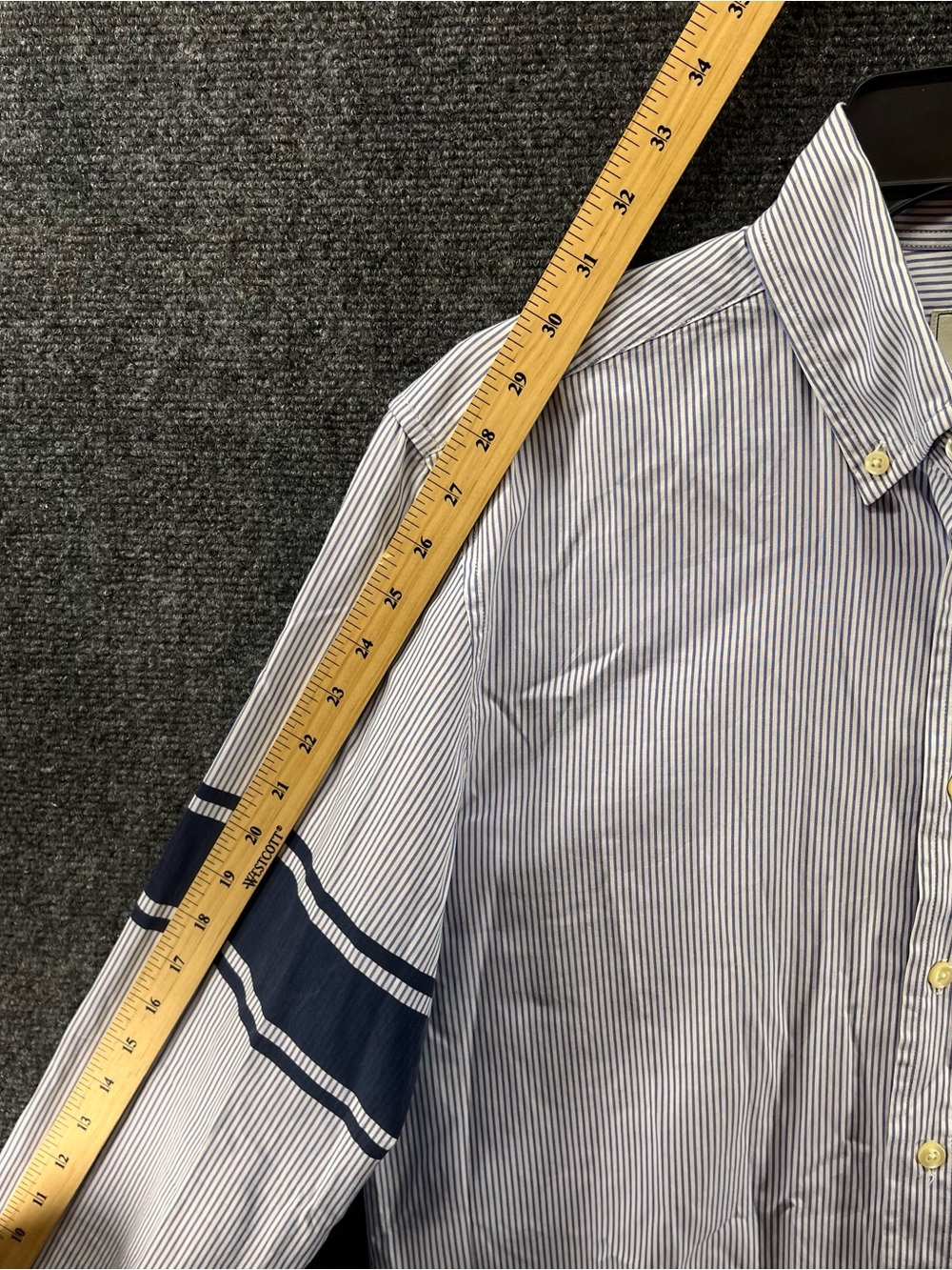 Gant Oxford Button Down L/S Shirt Medium Blue/White Stripe Armband Preppy Career - Picture 8 of 12